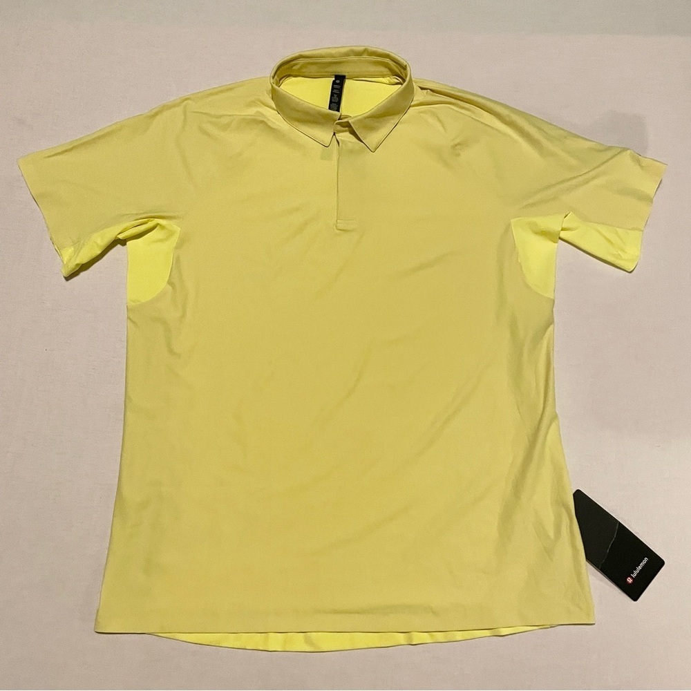 Lululemon Stretch Golf Polo XL Yellow Smashfest Logo NWT